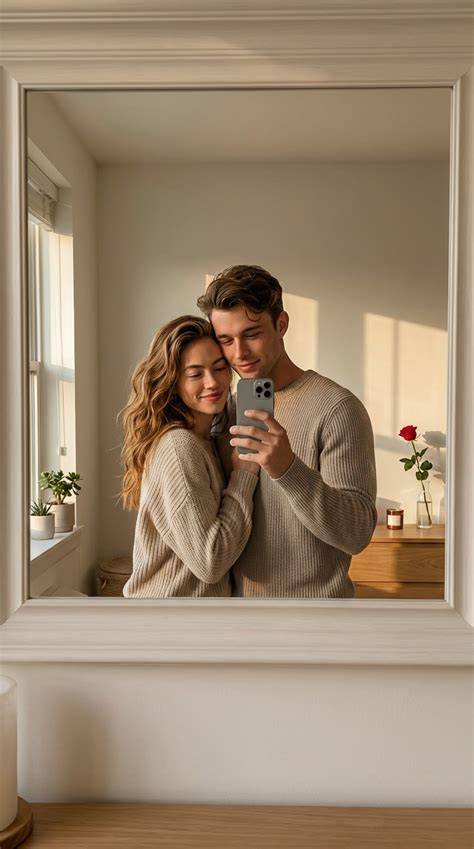 nude couple selfie