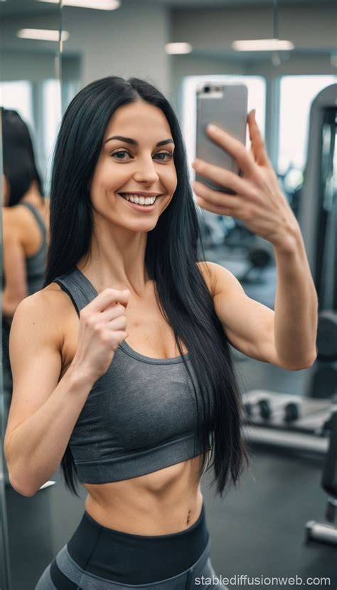 nude gym selfie