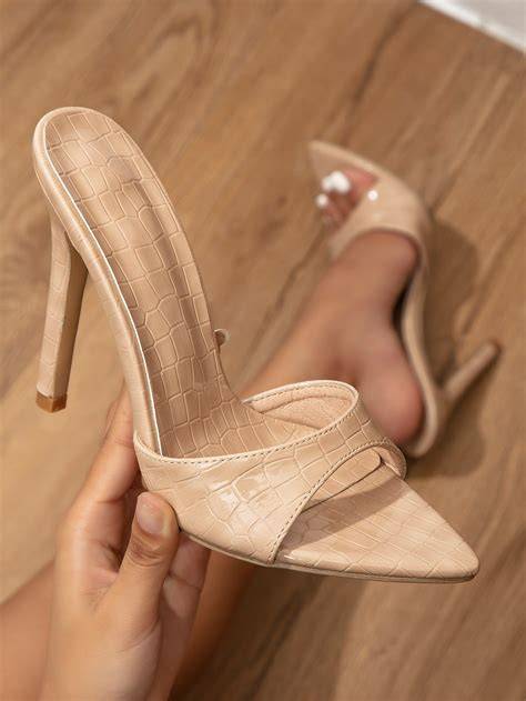 nude heeled mules