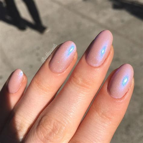 nude iridescent nails