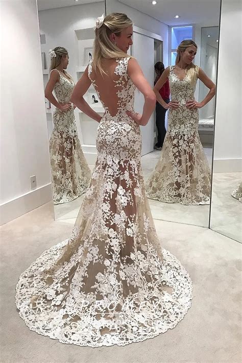 Nude Lace Wedding Dress