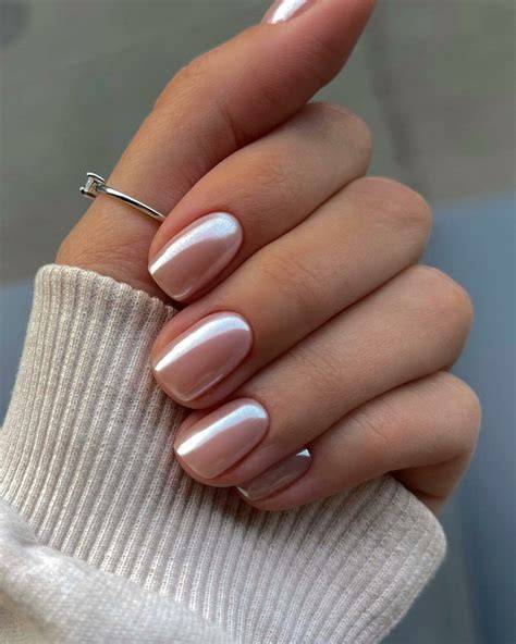 nude nails with chrome