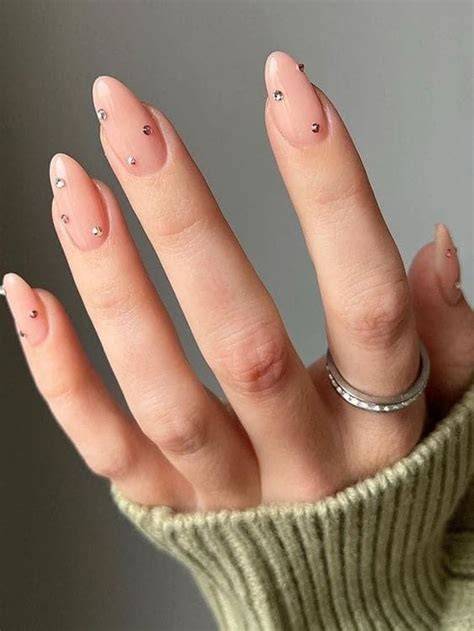 nude nails with gems