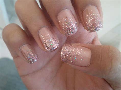 nude nails with glitter