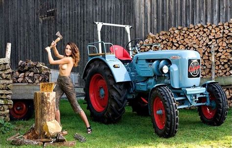 nude on a tractor
