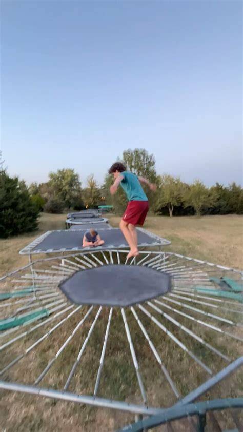 nude on a trampoline