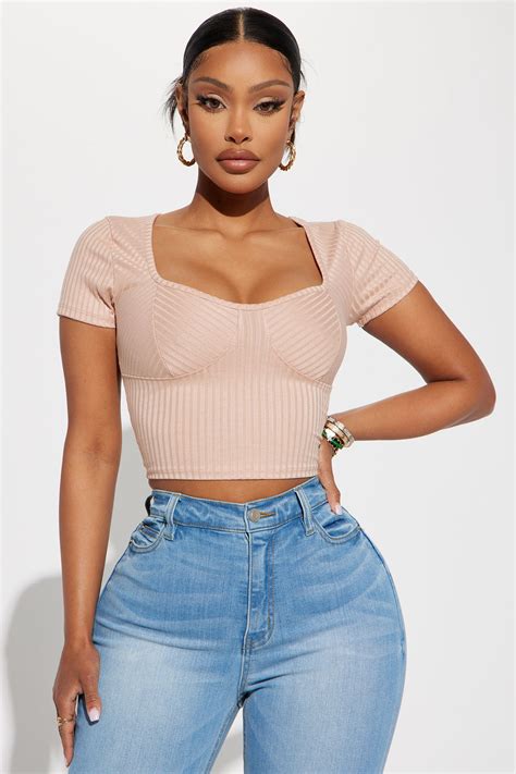 nude ribbed top
