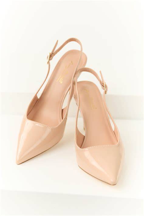 nude sling back heels