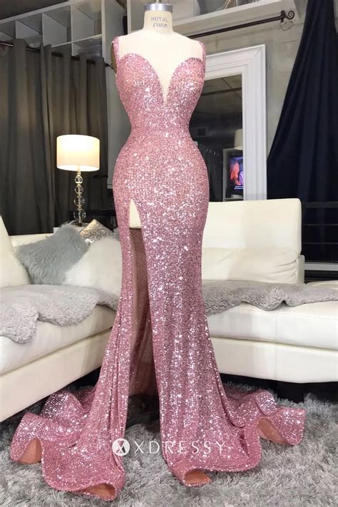 nude sparkly prom dress