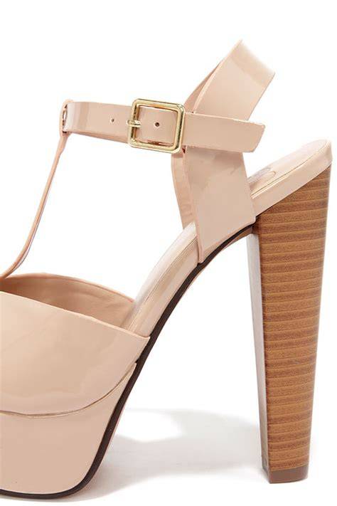 nude t strap heels