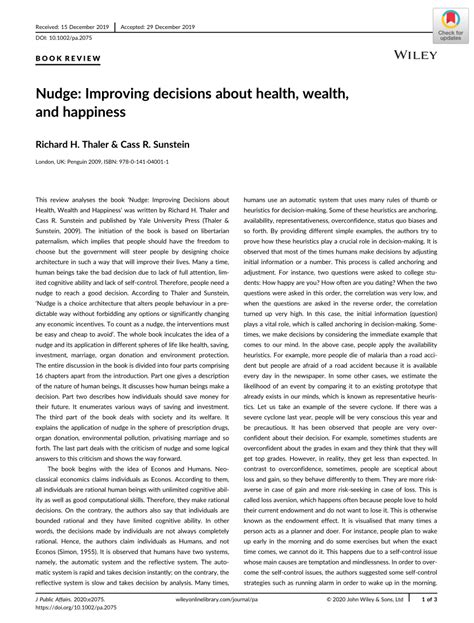 Nudge Improving Decisions