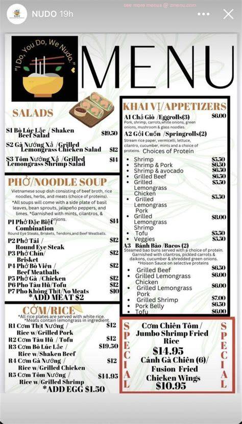 nudo restaurant menu