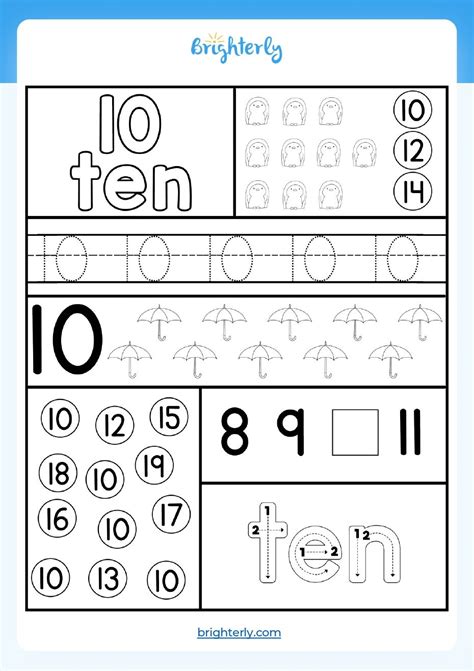 Number 10 Worksheets Brighterly Number 10 Worksheets For Kindergarten - Number 10 Worksheets For Kindergarten