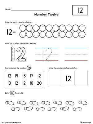 Number 12 Practice Worksheet Myteachingstation Com Kindergarten Math Worksheet Number 12 - Kindergarten Math Worksheet Number 12