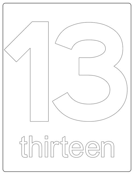 Number 13 Template Coloring Page Number 13 Coloring Pages - Number 13 Coloring Pages
