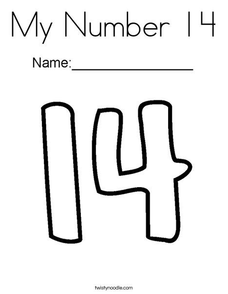 Number 14 Activity Coloring Page Twisty Noodle Number 14 Coloring Page - Number 14 Coloring Page