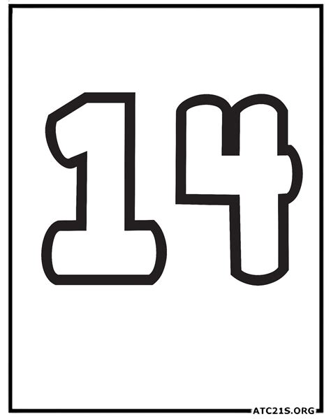 Number 14 Coloring Page Coloring Nation Number 14 Coloring Page - Number 14 Coloring Page