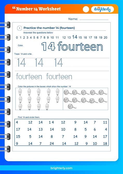 Number 14 Worksheet   Number 14 Fourteen Practice Worksheets Cleverlearner - Number 14 Worksheet