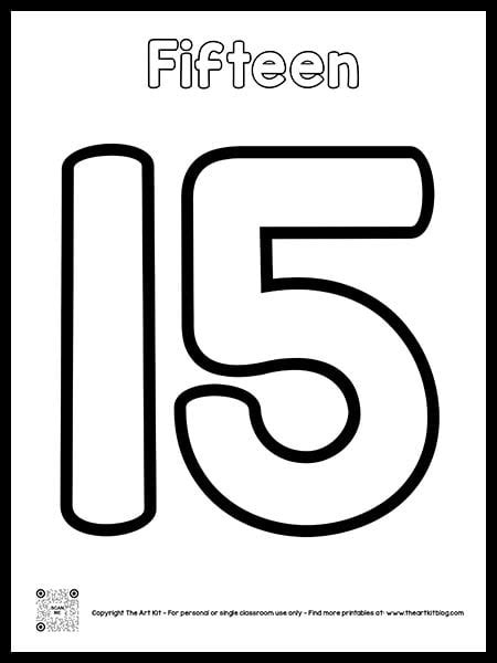 Number 15 Kidadl Number 15 Coloring Page - Number 15 Coloring Page