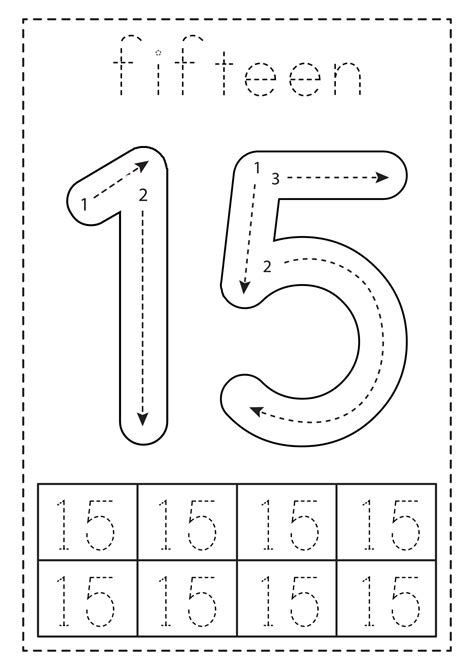 Number 15 Tracing Worksheets For Preschool Pdf Printables Number Tracing 15 - Number Tracing 15