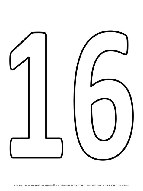 Number 16 Coloring Page Free Printable Pinterest Number 16 Coloring Page - Number 16 Coloring Page
