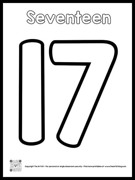 Number 17 Coloring Page   Number 17 Coloring Page At Getdrawings Free Download - Number 17 Coloring Page