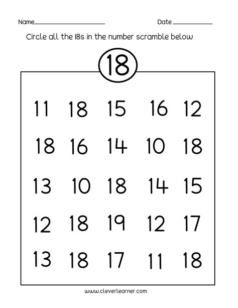 Number 18 Eighteen Practice Worksheets Cleverlearner Number 18 Worksheets For Preschool - Number 18 Worksheets For Preschool