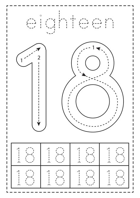 Number 18 Tracing Worksheets For Preschool Pdf Printables Number 18 Worksheets For Preschool - Number 18 Worksheets For Preschool