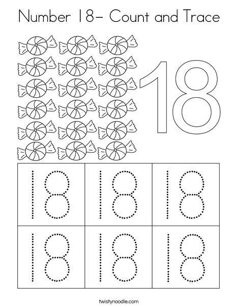 Number 18 Worksheets Twisty Noodle Number 18 Worksheets For Preschool - Number 18 Worksheets For Preschool