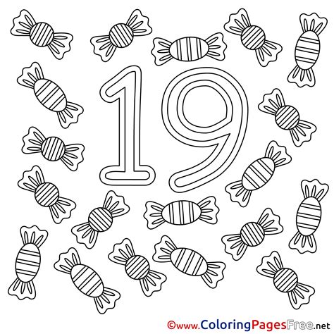 Number 19 Coloring Page Color By Number Printable Number 19 Coloring Page - Number 19 Coloring Page
