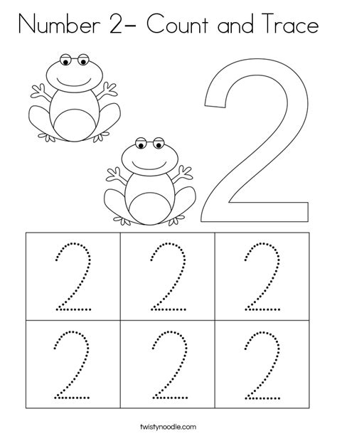 Number 2 Count And Trace Coloring Page Twisty Number Two Coloring Pages - Number Two Coloring Pages
