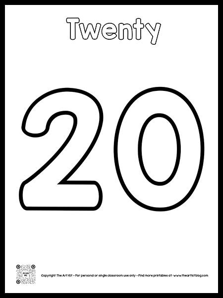 Number 20 Coloring Page   Number Coloring Pages For Preschool 101 Coloring - Number 20 Coloring Page
