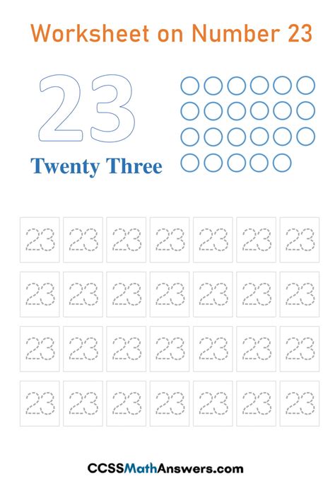 Number 23 Worksheets For Preschool And Kindergarten Softschools Number 23 Worksheet - Number 23 Worksheet
