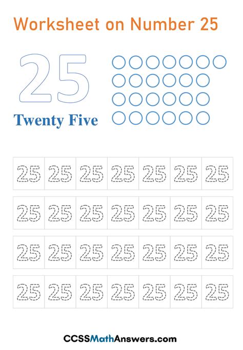 Number 25 Worksheet   Printable Worksheet On Number 25 Ccss Math Answers - Number 25 Worksheet