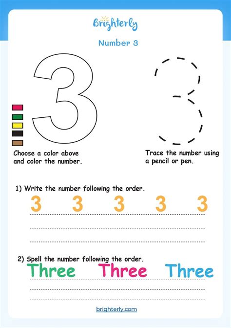 Number 3 Worksheets Brighterly Number 3 Worksheet Preschool - Number 3 Worksheet Preschool