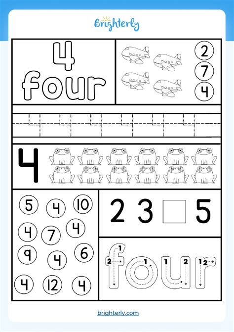 Number 4 Worksheets Brighterly Number 4 Worksheets For Preschool - Number 4 Worksheets For Preschool