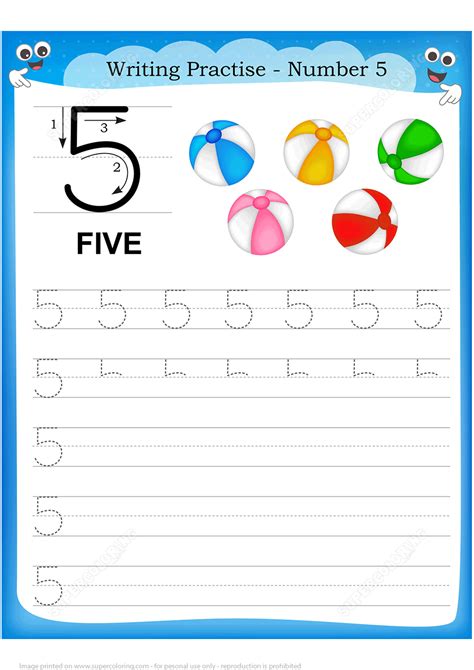 Number 5 Five Writing And Practice Worksheets Cleverlearner Number 5 Worksheets For Preschool - Number 5 Worksheets For Preschool