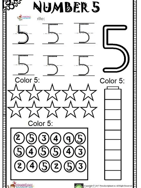 Number 5 Worksheet For Kindergarten Learning Printable Number 5 Worksheets Preschool - Number 5 Worksheets Preschool