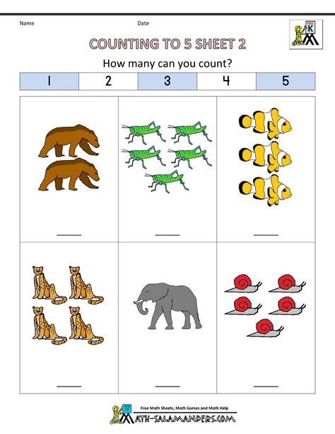 Number 5 Worksheets Preschool   Preschool Counting Worksheet 5 For Kindergarten And 1st - Number 5 Worksheets Preschool