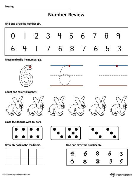Number 6 Review Worksheet Myteachingstation Com Number 6 Preschool Worksheets - Number 6 Preschool Worksheets