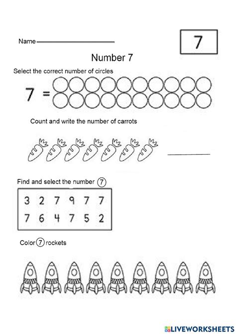 Number 7 Interactive Exercise For Preschool Live Worksheets Number 7 Preschool Worksheets - Number 7 Preschool Worksheets