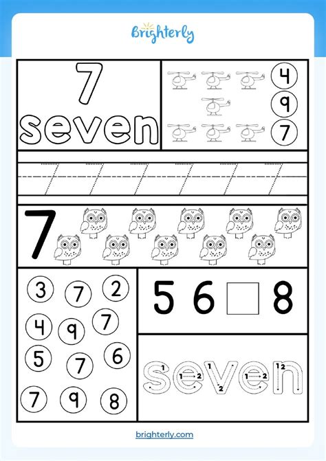 Number 7 Worksheets Brighterly 1 7 Worksheet Kindergarten - 1-7 Worksheet Kindergarten