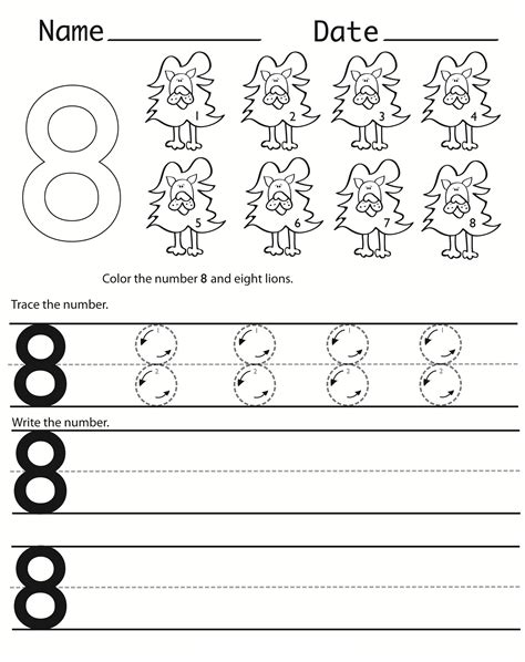 Number 8 Worksheets Writing Counting Amp Recognition For Number 8 Worksheet For Preschool - Number 8 Worksheet For Preschool