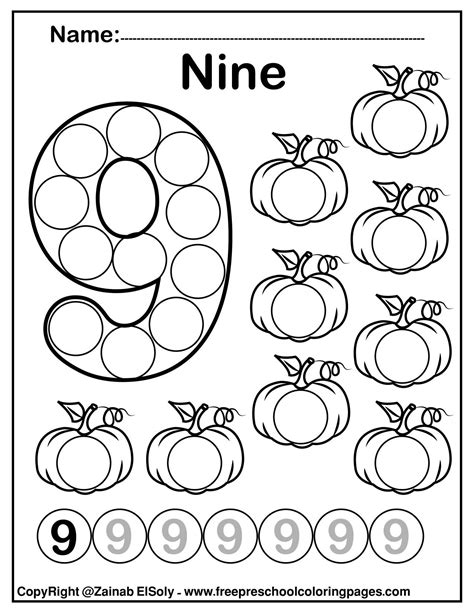 Number 9 Dot Art Coloring Page Free Printable Number 9 Colouring Page - Number 9 Colouring Page