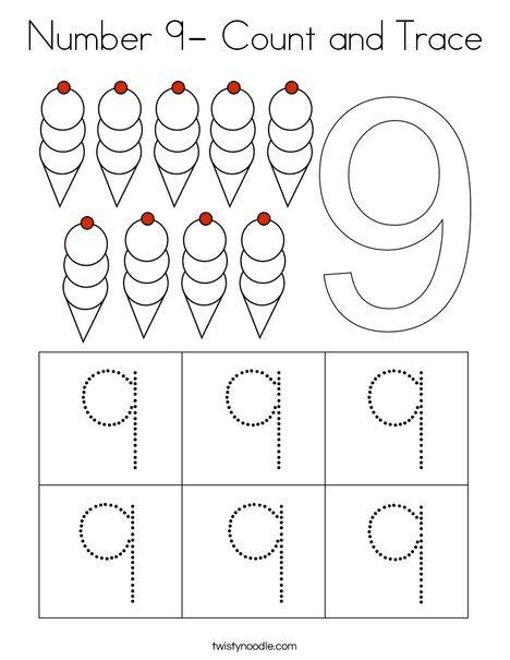 Number 9 Worksheets Twisty Noodle Number 9 Worksheets For Preschool - Number 9 Worksheets For Preschool