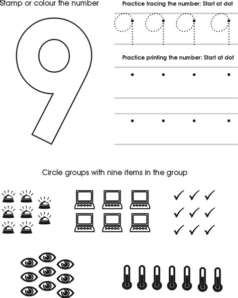 Number 9 Worksheets Writing Counting Amp Recognition For Number 9 Worksheets Preschool - Number 9 Worksheets Preschool