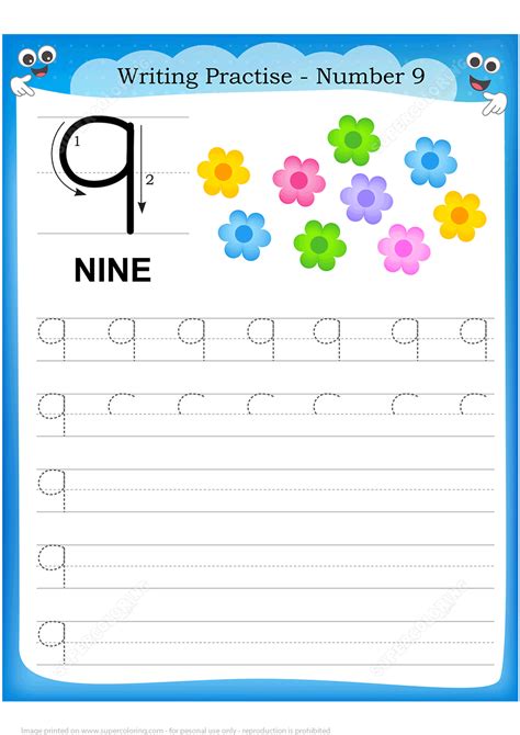 Number 9 Writing Worksheets For Kids Mathsbuff Number 9 Worksheet - Number 9 Worksheet