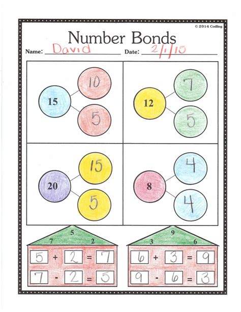 Number Bonds Worksheet Grade 1 Tpt Number Bond 1st Grade - Number Bond 1st Grade