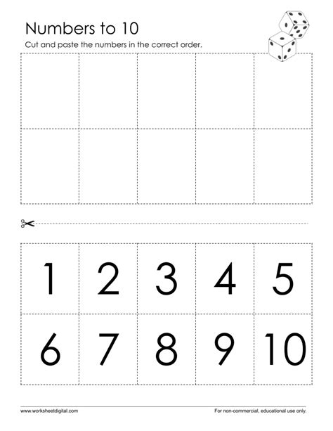 Number Cut And Paste   Cut And Paste Number Sequence 1 10 Printable - Number Cut And Paste