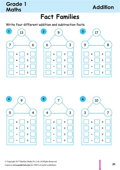 Number Fact Families Worksheets Number Families Worksheet - Number Families Worksheet